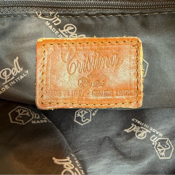 Cristina Made in Italy Genuine Leather Cream and Brown Tote Bag - Picture 10 of 16